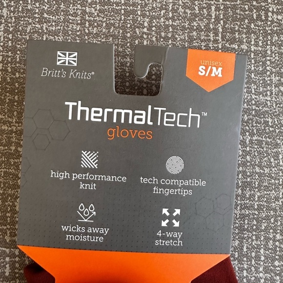 Britt’s Knits Women’s Chestnut/rust thermal Tech gloves 4 way stretch size s/m - Picture 5 of 8